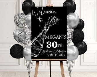 30TH Welcome Sign, Minimalist Birthday sign for girl, whimsical birthday Welcome sign, 21st Birthday party welcome sign decor, Bridal Sign