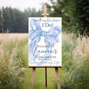 Something Blue Before I Do Bridal Sign, Blue Bow Bridal Shower Poster, Bridal Shower Entrance, Bridal Party Decor, Wedding Shower Banner