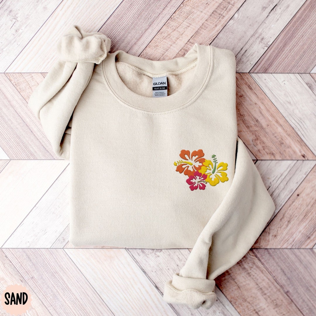 Tropical Hibiscus Flower Print Men's Sweatshirt
