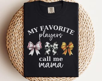 Coquette Sports Mom Comfort Colors Shirt, Multiple sports tee for Kids, Baseball Mom tshirt, Game Day  Mom of both Sports Soccer Season Gift