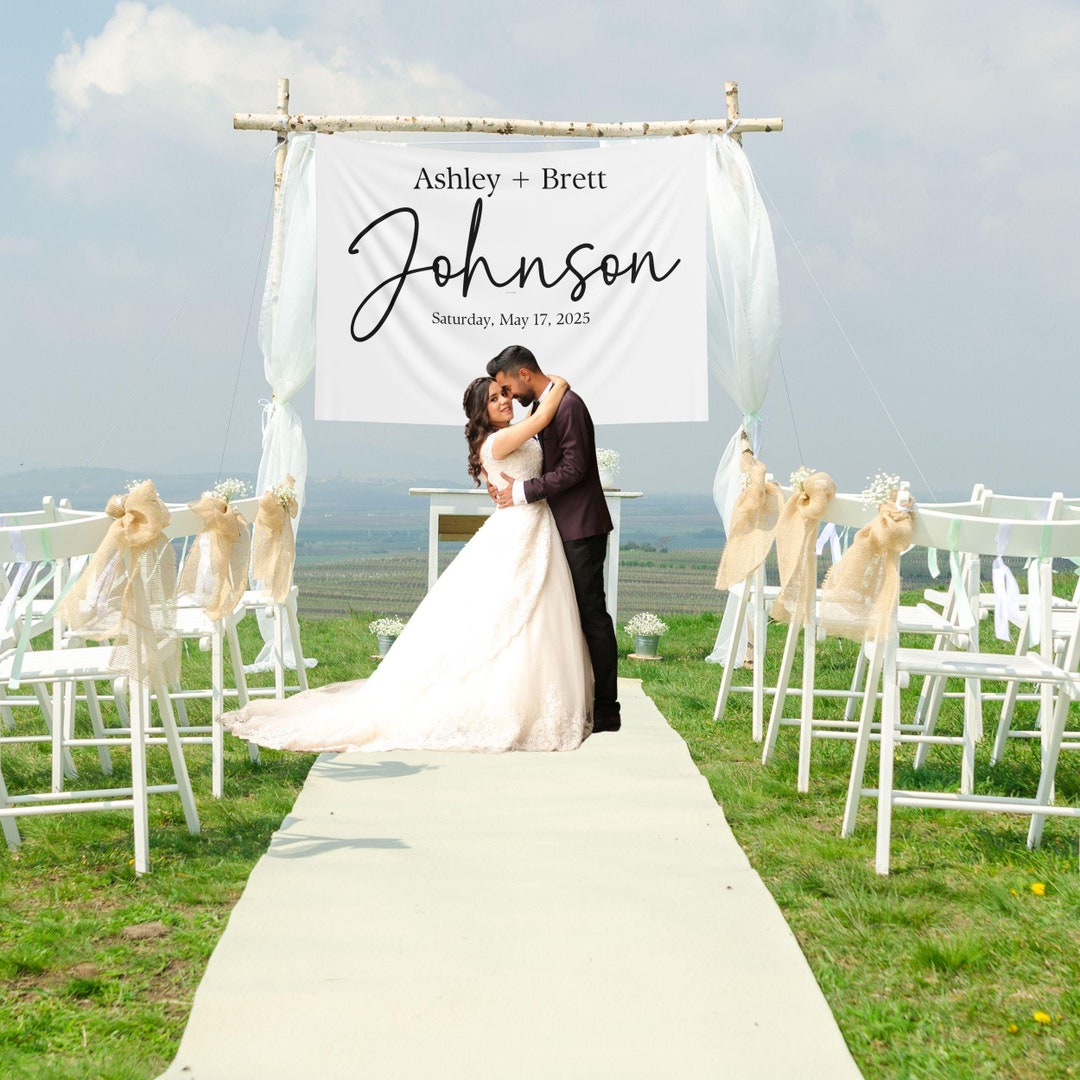 Date Backdrop Custom Wedding Backdrop, Personalized Last Name Date Sign for Ceremony ...