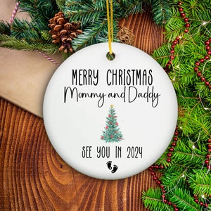 new baby christmas ornament for new parents, promoted to parents, christmas ornament pregnancy, new baby annoucement gift for mom dad to be