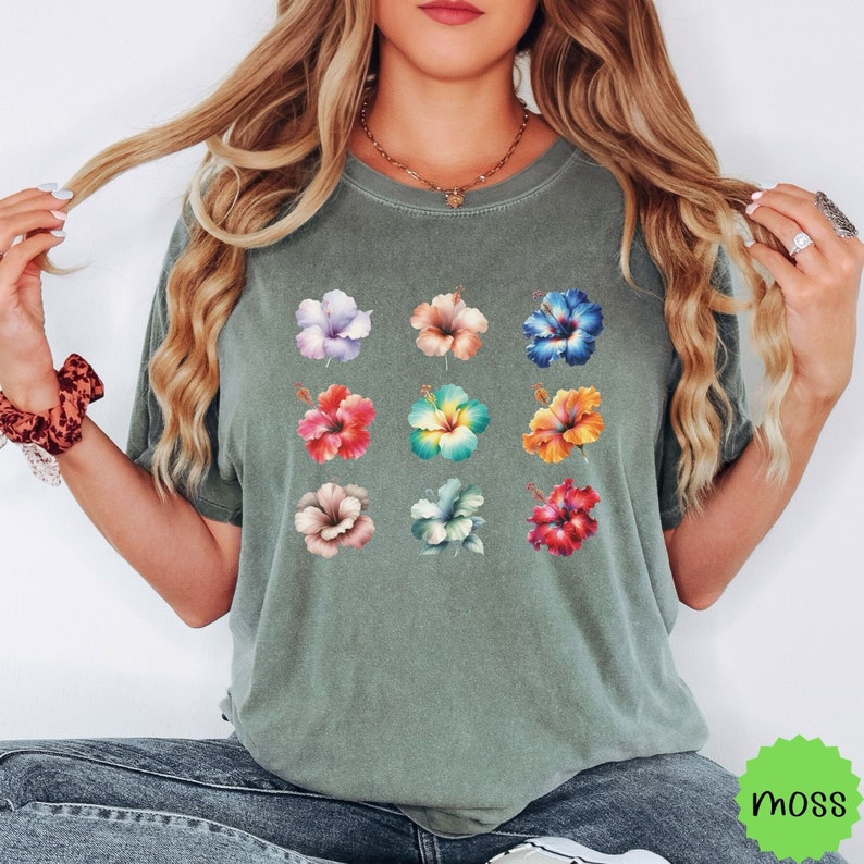 Hibiscus Flower Shirt, Summer Vacation Shirt, Beachy Comfort Colors ...