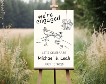 Minimalist Engagement Sign, Engagement Party Sign, Engagement Party Welcome Sign, Modern Engagement Party, hand drawn engagement party sign