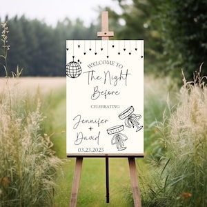 The Night Before Rehearsal Dinner Sign, Champagne Rehearsal Dinner Welcome Sign, Personalized The Night Before Sign, Engagement Party Sign