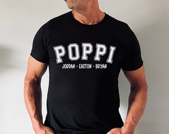 personalized poppi shirt, gift for poppi, poppi shirt with grandkids name, Uncle Brother Gift for grandpa sweater for grandfather poppi