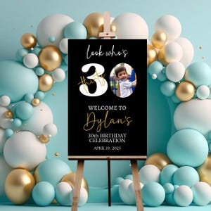 40th Birthday Sign, Custom Photo Welcome Poster Men or Women, Custom Age Printable Welcome Banner, yard Sign, 21st 30th Birthday Party Decor