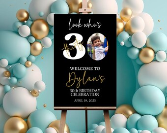 40th Birthday Sign, Custom Photo Welcome Poster Men or Women, Custom Age Printable Welcome Banner, yard Sign, 21st 30th Birthday Party Decor