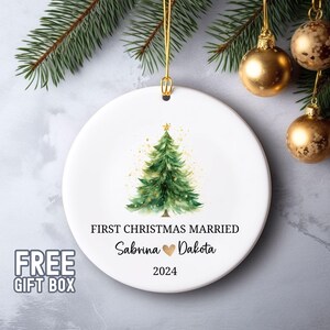 First Christmas Married Ornament, Mr Mrs Ornament, Personalized Wedding Gift, Newlywed Christmas Gift, Our First Christmas Newlywed Name
