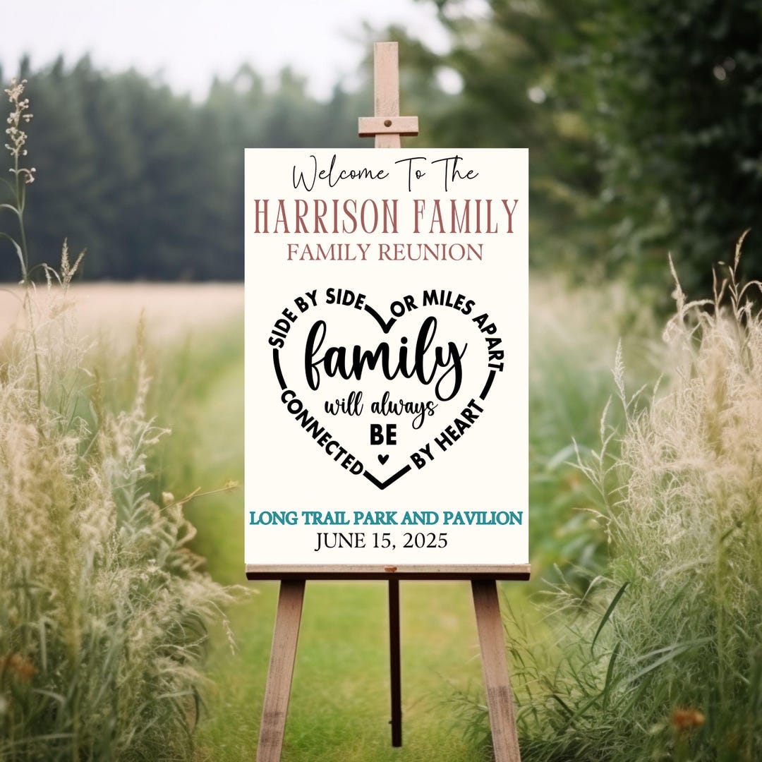 Family Reunion Side by Side Miles Apart Welcome Sign With Custom Name ...