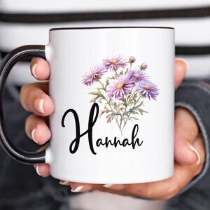 Personalize Name Birthflower Mug,Birthflower Initial and Name Mug,Personalized Birthday Gift,Customized Mug,Personalized Mug,Custom Name Mug