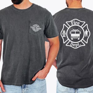 Fire Department Pocket Shirt, Firefighter T-shirt, Fireman Tee, Gift For Fireman, Fire Dept. Logo Shirt, Fire Fighter Gift, First Responder