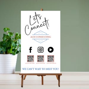 Multi QR Code Business Sign, Social Media Sign, Payment Sign, Scan to Pay, Let&#39;s get Social Sign, Business Startup Essentials Instagram Info
