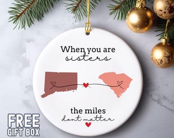 Mother Daughter Personalize Long Distance Relationship Gift, Custom State Location Family Ornament, Daughter Keepsake Gift, Moving Away Gift