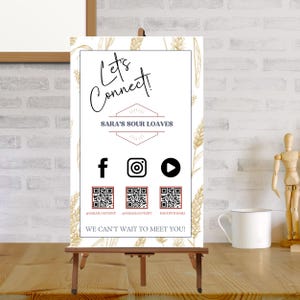 Multi QR Code Business Sign, Social Media Sign, Payment Sign, Scan to Pay, Let&#39;s get Social Sign, Business Startup Essentials Instagram Info