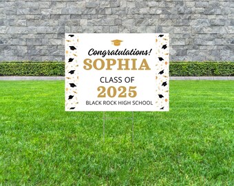 Graduation Senior Sign 2025 with H-Stake, Class of Graduate Yard Sign, Graduation 2025 Graduate Banner,  High School College Grad poster