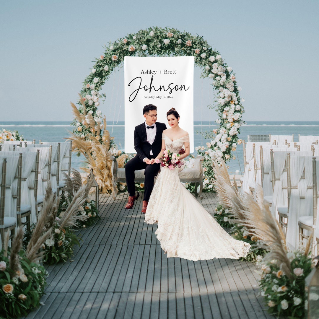 Date Backdrop Custom Wedding Backdrop, Personalized Last Name Date Sign for Ceremony ...