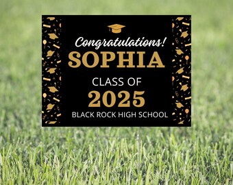 Graduation Senior Sign 2025 with H-Stake, Class of Graduate Yard Sign, Graduation 2025 Graduate Banner,  High School College Grad poster