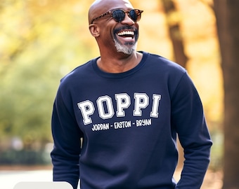 personalized poppi sweatshirt, gift for poppi, poppi shirt with grandkids name, Uncle Brother Gift for grandpa sweater for grandfather poppi