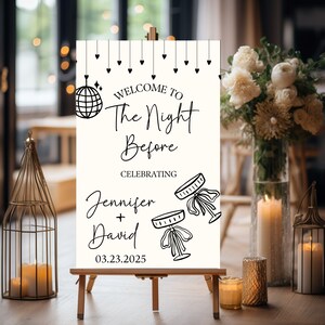 The Night Before Rehearsal Dinner Sign, Champagne Rehearsal Dinner Welcome Sign, Personalized The Night Before Sign, Engagement Party Sign