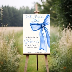 Something Blue Before I Do Bridal Sign, Blue Bow Bridal Shower Poster, Bridal Shower Entrance, Bridal Party Decor, Wedding Shower Banner