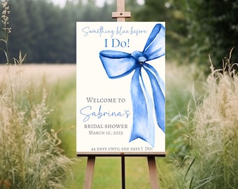 Something Blue Before I Do Bridal Sign, Blue Bow Bridal Shower Poster, Bridal Shower Entrance, Bridal Party Decor, Wedding Shower Banner