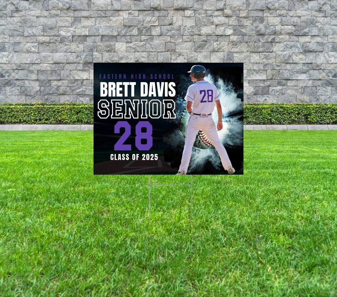 SENIOR Baseball Yard Sign, Custom Sports Yard Sign With Metal Stake ...