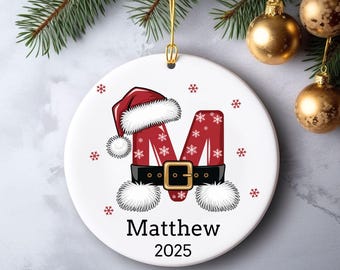 Letter Name Ornament, 2025 Family Ornament, Custom Initial Ornament , Personalized Kids Name Ornament, Monogram Christmas gift for Grandkids