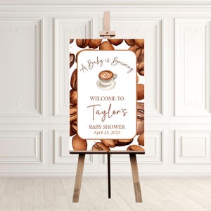 Coffee Baby Shower Custom Welcome Sign, A Baby is Brewing, Gender Neutral Baby Shower Decor, Coffee theme baby shower entrance signage