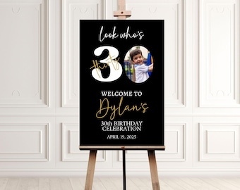40th Birthday Sign, Custom Photo Welcome Poster Men or Women, Custom Age Printable Welcome Banner, yard Sign, 21st 30th Birthday Party Decor