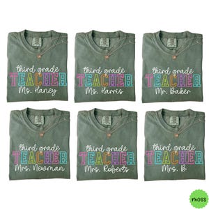 Third Grade Custom Teacher Shirt Comfort Colors Teacher Shirt First Day of School Teacher Tee Teacher Gift 3rd Grade Back to school Name Tee