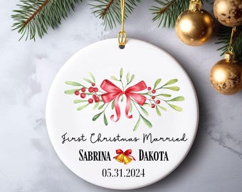 First Christmas Married Ornament 2024, Personalized Our First Christmas Married, Our First Christmas As Mr & Mrs Ornament, Married Ornament