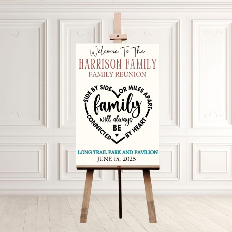 Welcome Harrison Family Reunion Side by Side Miles Apart Welcome Sign With Custom Name ...