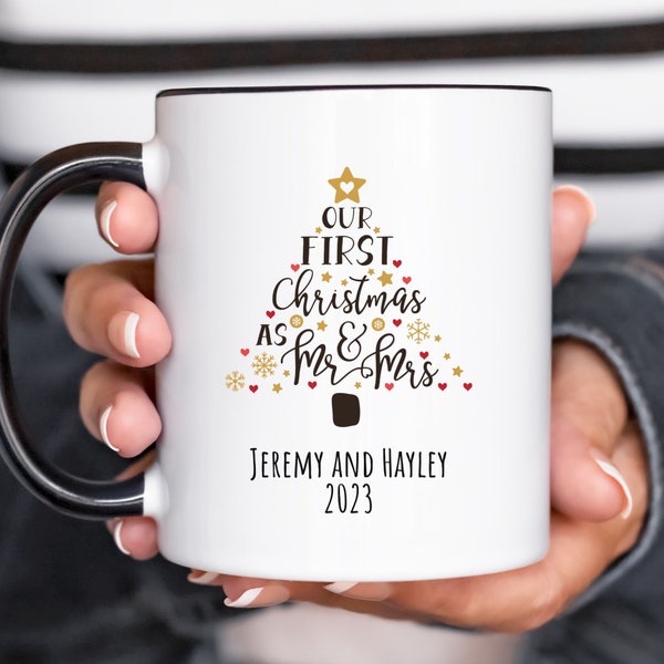 first christmas mug, Personalized Engagement Anniversary Bridal Shower Gift, Christmas Gift, Gift For Newlyweds, Christmas Unique Gift Idea