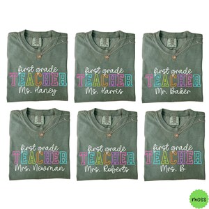 First Grade Teacher Comfort Colors Shirt with name, 1st Grade Teacher back to school Tee, 1st Grade T-Shirt, First Grade Teaching TShirt