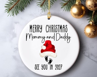 new baby christmas ornament for new parents, promoted to parents, christmas ornament pregnancy, new baby annoucement gift for mom dad to be