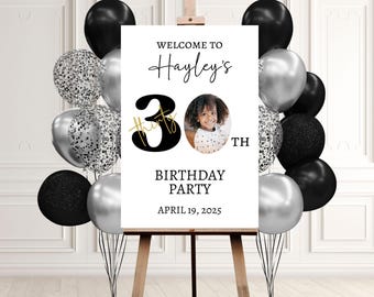 40th Birthday Sign, Custom Photo Welcome Poster Men or Women, Custom Age Printable Welcome Banner, yard Sign, 21st 30th Birthday Party Decor
