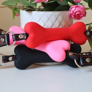 Puppy Play Bone Gag With Lockable Options - Pet Play Submissive Gag