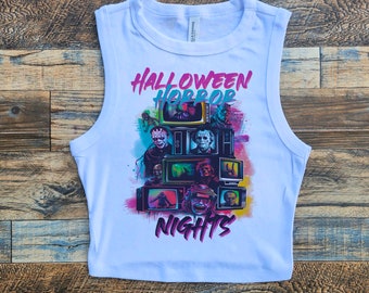 Horror Nights Crop Tank, Universal Horror, Halloween Horror Nights Baby tee, HHN Universal Halloween Tshirt, Dames 2026 Horror Top