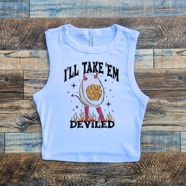 Thanksgiving Baby Tee, Deviled Eggs Crop, Harvest Festival, Happy Holidays Crop, I'll Take them Deviled Crop Top