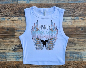 disney dreamer crop tank, disneyland crop top, disney baby tee, disney womens shirt, disney top