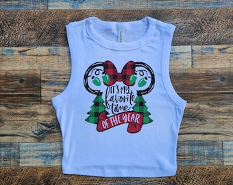 disney christmas crop top, favorite time of year crop, christmas at disney crop, very merry christmas crop, disneyworld crop top