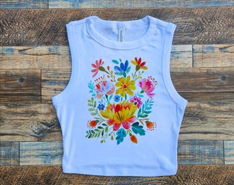 Canotta corta Cinco De Mayo, Fiori messicani Fiesta, Maglietta per neonati Cinco, Top corto Dancing Mexico