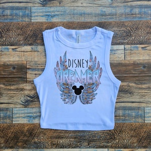 disney dreamer crop tank, disneyland crop top, disney baby tee, disney womens shirt, disney top