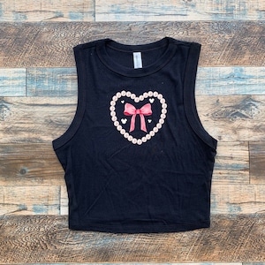 Mickey Mouse Pearl Bow Crop Tank, Soft Pink Minnie Bow Crop, Epcot girlie y2k tee, Cute Disneyworld girls tshirt, Mouse tank top