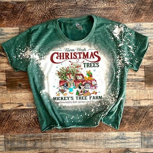 mickey christmas crop top, tree farm bleached crop, mickeys farm crop, mickey christmas farm bleached tee, tree farm distressed tee
