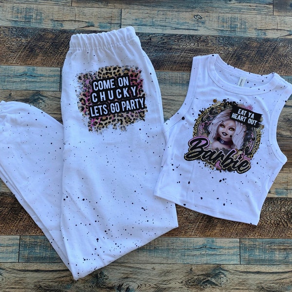 Bride of Chucky Crop tank, Chucky Baby Tee Set, Tiffany Horror, Scary Movies, Halloween Movie, Scary baby doll