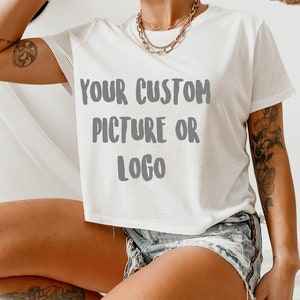 custom crop tank, custom tshirt crop, custom crop tank shirt, your logo tshirt, design your own crop tank White Crop Top