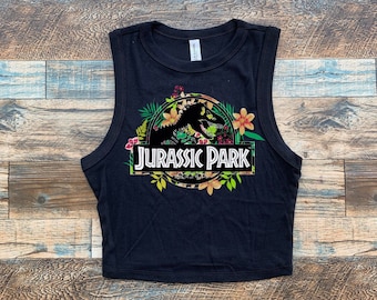 Jurassic Crop Tank, Dinosaur Universal Baby Tee, Jurassic Womens Baby Tshirt, Black shirt Dinosaur Womens Power, Womens Dino