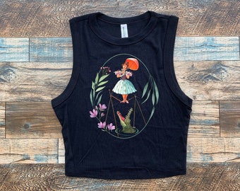 Tightrope Lady Crop, Sally Slater Haunted Mansion Tank, Halloween Crop, Lady on Rope, Mickeys not so scary baby tee